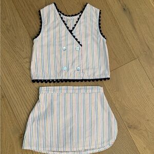 Hannah Kate Striped Sleeveless Top and Skort Set - Size 5